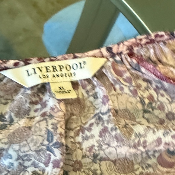 Liverpool Pink Floral Sheer Blouse Size XL - Picture 8 of 9